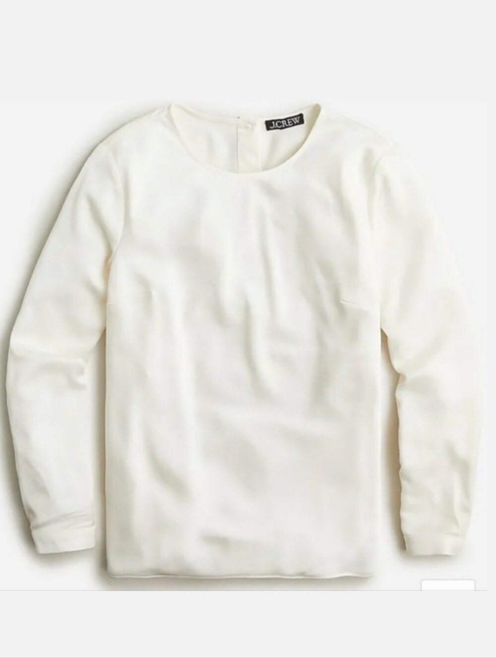 NWT J.Crew Ivory Long Sleeve Button-Back Top in Everyday Crepe